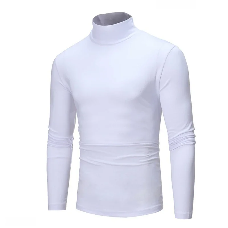 Spring Autumn Thin Men Pullovers Sweaters Turtleneck Knitted Sweater For Men Cotton Clothing Male Sweaters Full Black White Tops 6