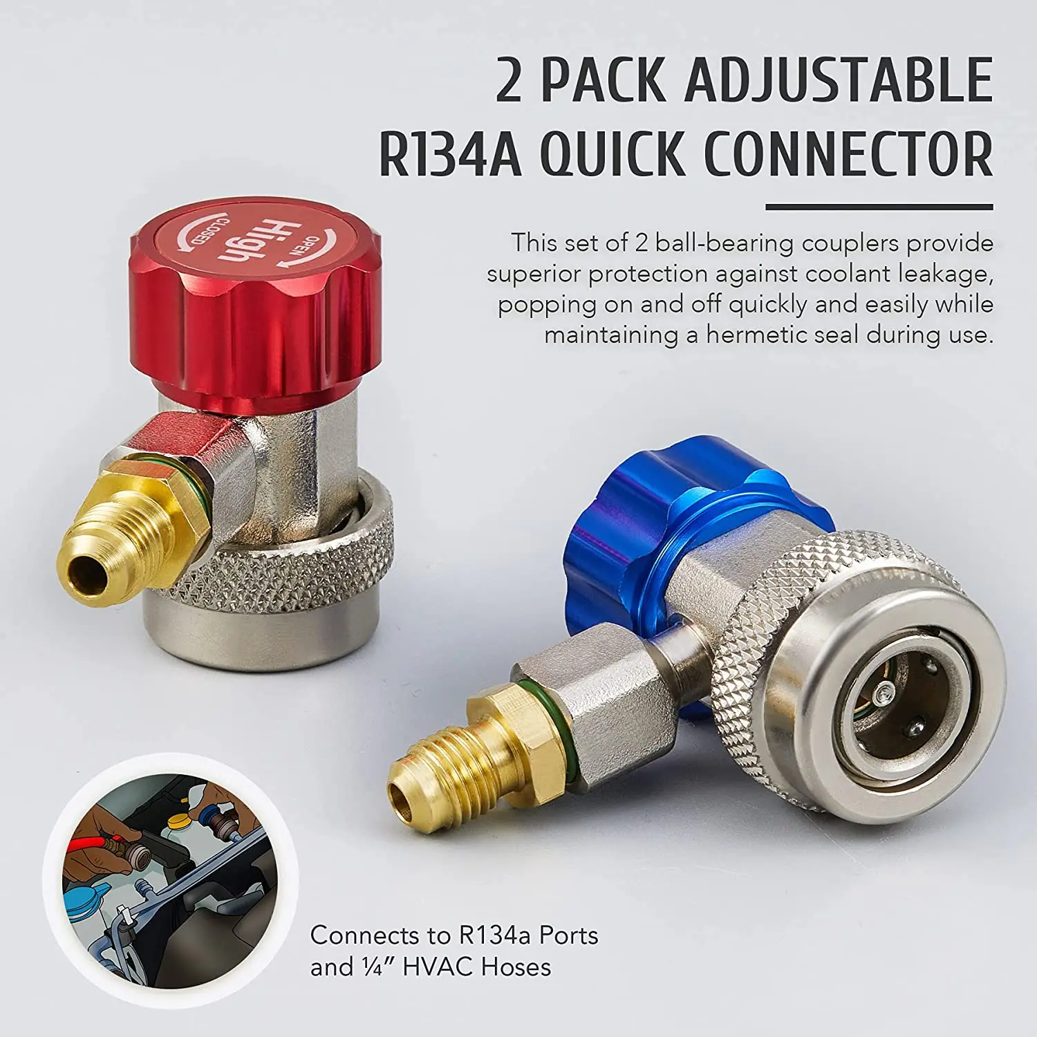 R134a H / L Adapter Schnellkupplung Klimaanlage Khlmittel Einstellbar (2  Stck)