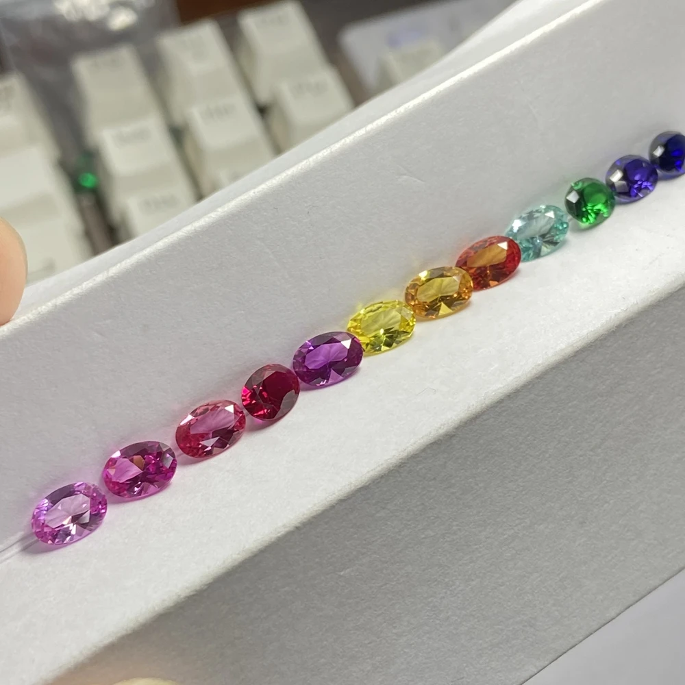 Meisidian 12 Color 5A Quality 5x7mm Oval Cut FancyPink Blue Yellow Rainbow Sapphire Loose Gemstnoe loose gemstones