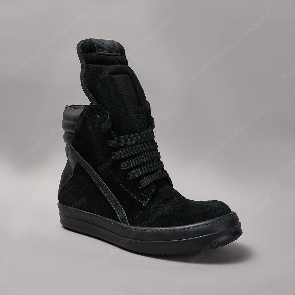 Casual Shoes Men High Top Trainers Ro Lace Up Quality Geobasket Sneakers Black Suede Leather Zip Flat Luxury Women Ankle Boots 4