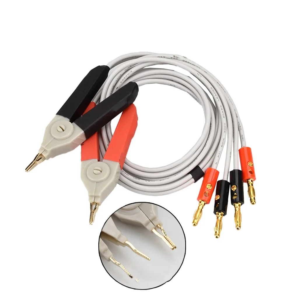 High Performance LCR Meter Test Cable Terminal Kelvin Clip Wires Gold Plated Clamp Safe Material 33 5inch/850mm Length