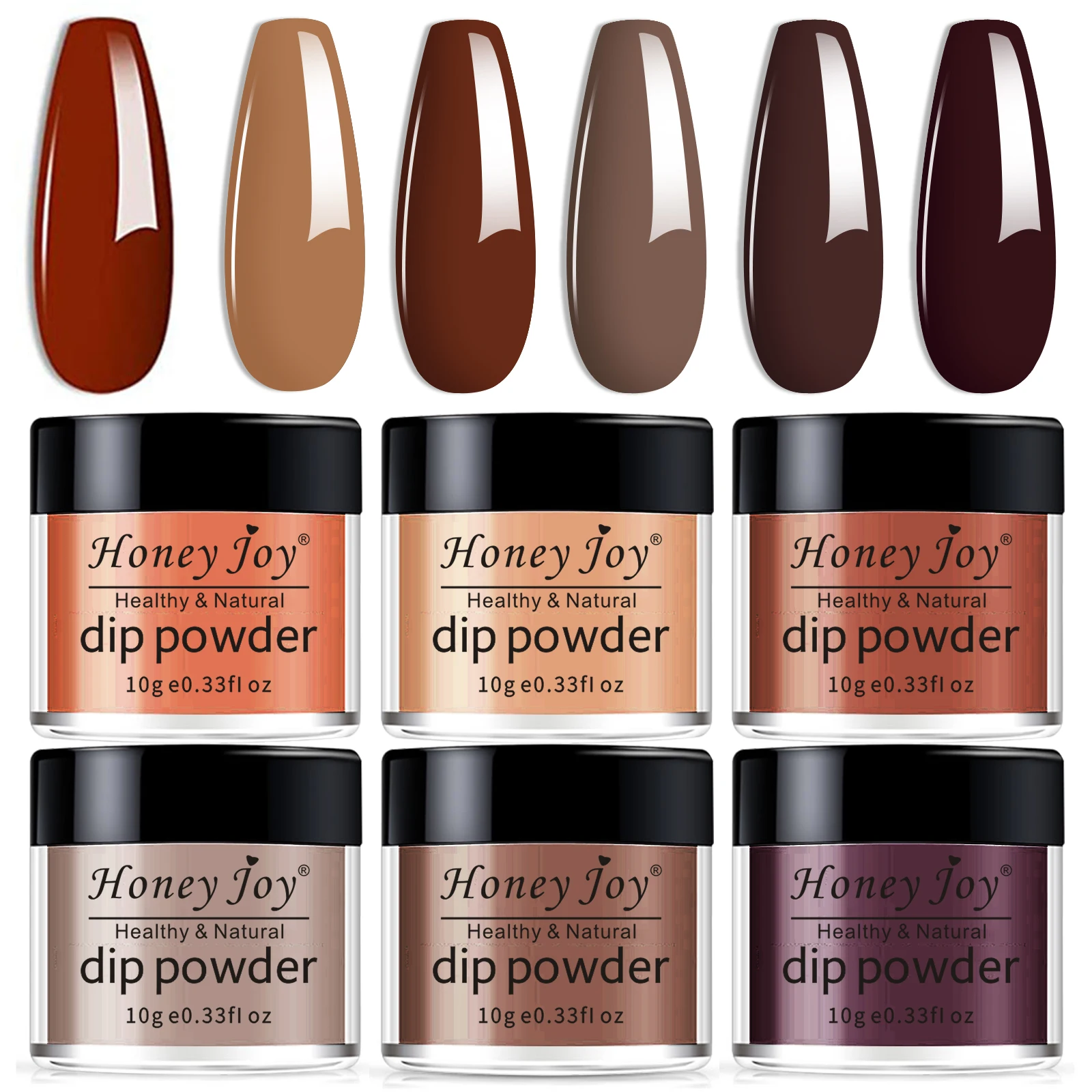 6 box/set Brown Tan Khaki Flaxen Chestnut Coffee Color Series Dip Powder Nail Kit Dipping Powder Set Nail Gel Effect nail powder,nail powder set