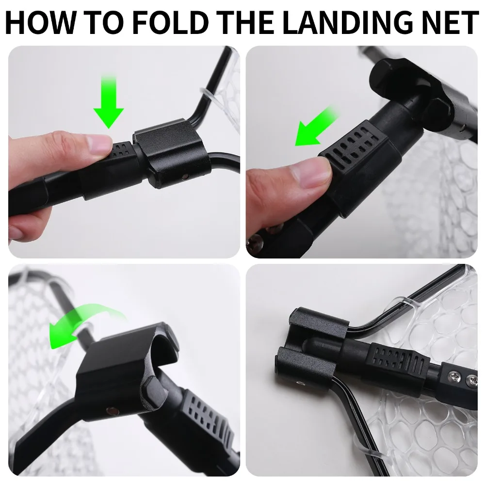 Fly Fishing Landing Net Soft Rubber Mesh Catch Release Fish Net Lightweight Portable Landing Net with Aluminum Handle Frame 4