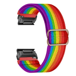 Elastic Woven Nylon Loop Strap - Durable and Comfortable Quickfit Band - 22mm (Rainbow)