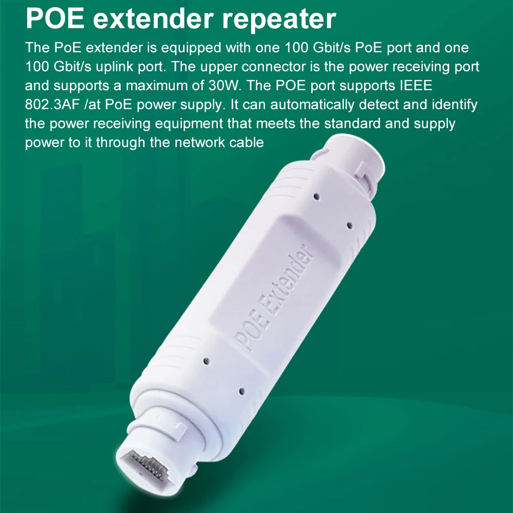 48V Ethernet Extension Comply with IEEE 802.3af/ 802.3at Waterproof Plug and Play 10/100Mbps for PoE Switch NVR IP Camera