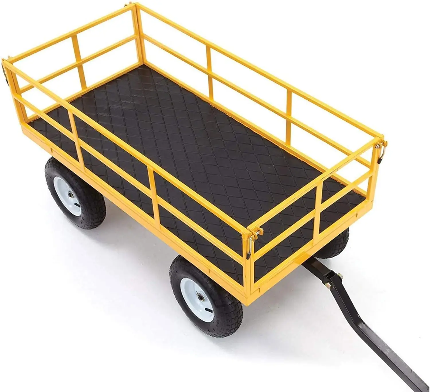 Steel Utility Cart 7 Cubic Feet Garden Wagon Moving Cart with Wheels 1200 Pound Capacity Removable Sides & Convertible Handle