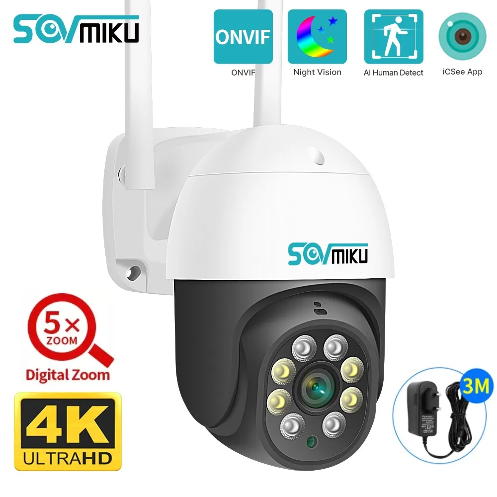 Sovmiku 8Mp 4K Smart Ptz Wifi Telecamera Di Sorveglianza 5X Zoom Digitale Visione Notturna Tracciamento Automatico Telecamera Ip Cctv Sicurezza Domest