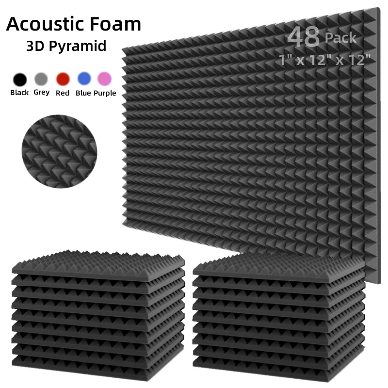 48er Pack 300x300x25mm Studio Akustik schaum Schallschutz Schwamm pyramide  Schall dämmung hoch dichte Schallschutz wand paneele