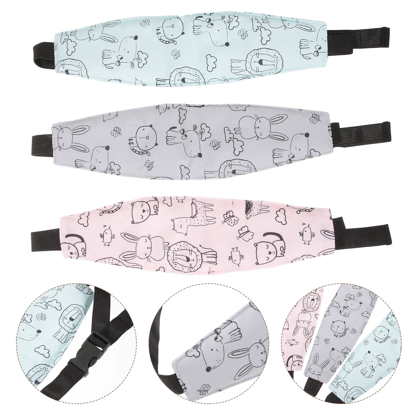 

3 Pcs Baby Stroller Safety Seat Strap Sleeping Band Car Headrest Support Pure Cotton for Toddler Child Headbands