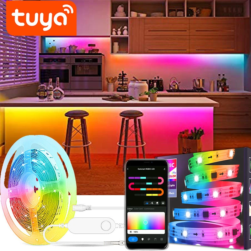 Tuya Ws2811 Rgbic Led Lights Smart Life 60leds/m 12v Wifi 5050 Rgb Led