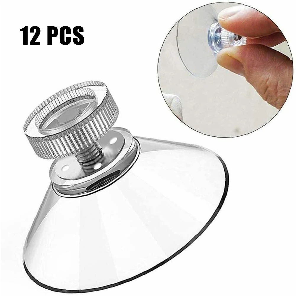 

12pcs 40mm Glass Sucker Wall Hanger Pads Clear Screw Hooks PVC Suction Cup Holder Toothbrush Holder Kitchen Bathroom Hooks