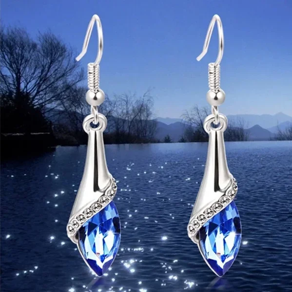 Delysia King Women Fashion Chic Shiny Water Drop Ear Dangler Gemstone Crystal Tassel Elegant Bridesmaid Earrings dangle earrings