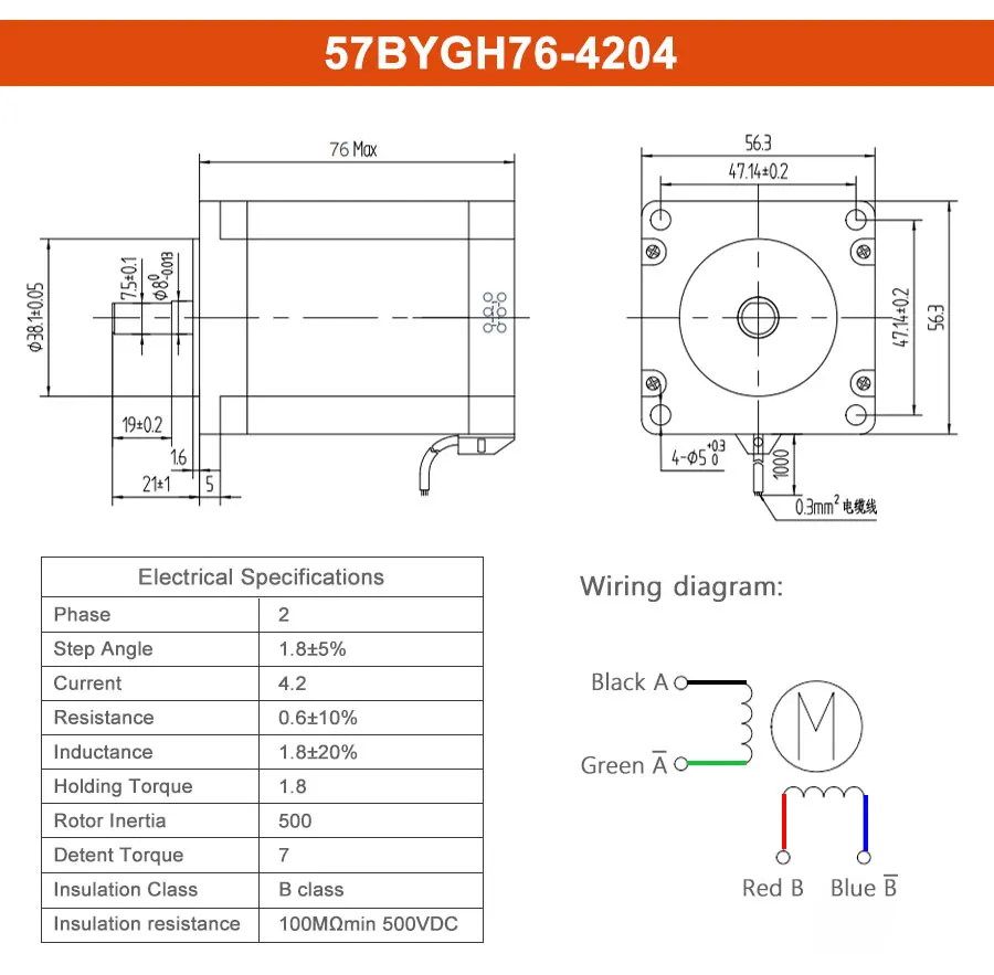 1 Satz TB6600 / DM542 / DM556 Hybrid-Schritttreiber mit 76 Schrittmotor 57 x 76 mm 4-adrig 3 A 1,8 Nm 76 mm NEMA23 Schrittmotoren für CNC – Detail 5