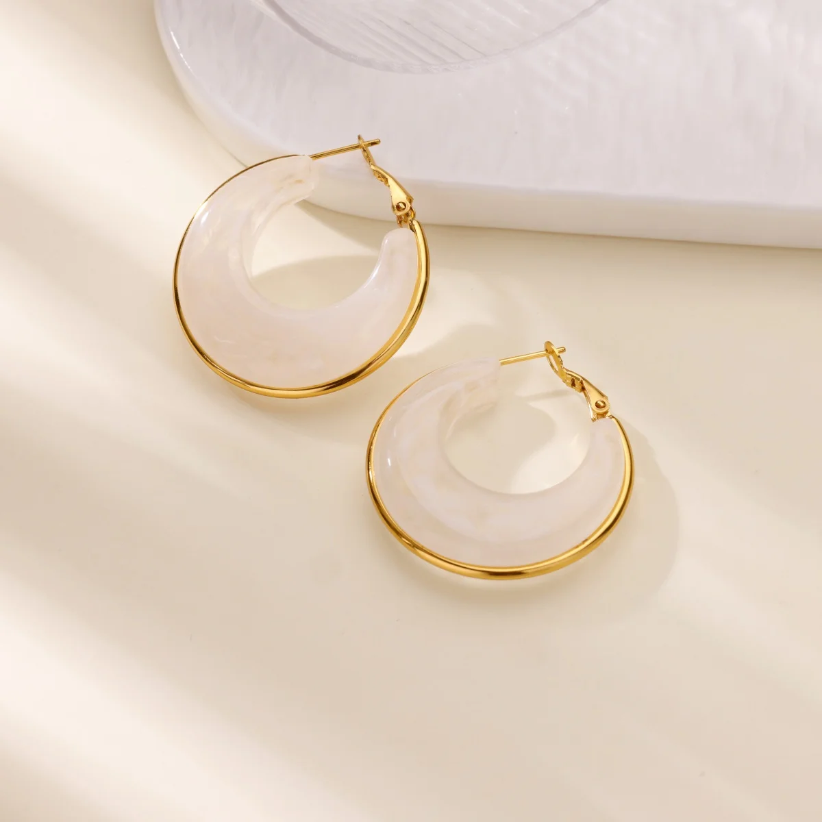 Acrylic Hoop Earrings Gold Color Women Girls