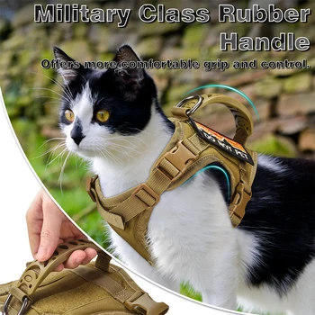 Tactical Cat Harness Leash Adjustable Puppy Vest For Military Small Dogs Harnesses 9Pcs Patches Walking Training Cat Accessories 4