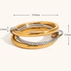 La. Muses 3-layer 4-layer Mixed Color Inlaid Zircon Stainless steel Women's Ring Shiny High-quality Waterproof Jewelry Gift 5