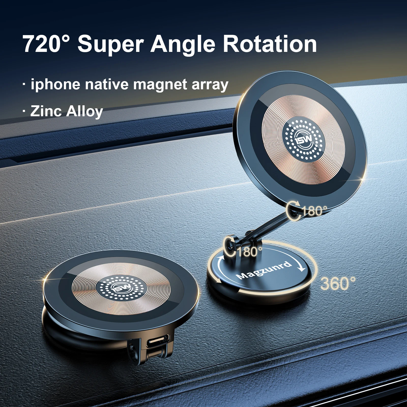 Magnetic Wireless Charging Car Phone Holder with MagSafe Compatibility