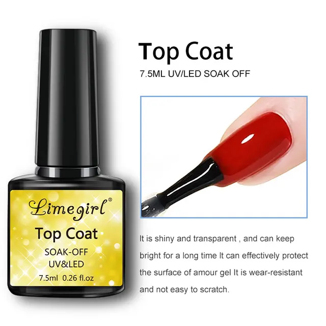 2/3 Piece Set Top Coat Base Coat and Base Coat UV/LED Semi-Permanent Clear Coat Gel Nail Polish, Nail Art Kit for Everyone 2
