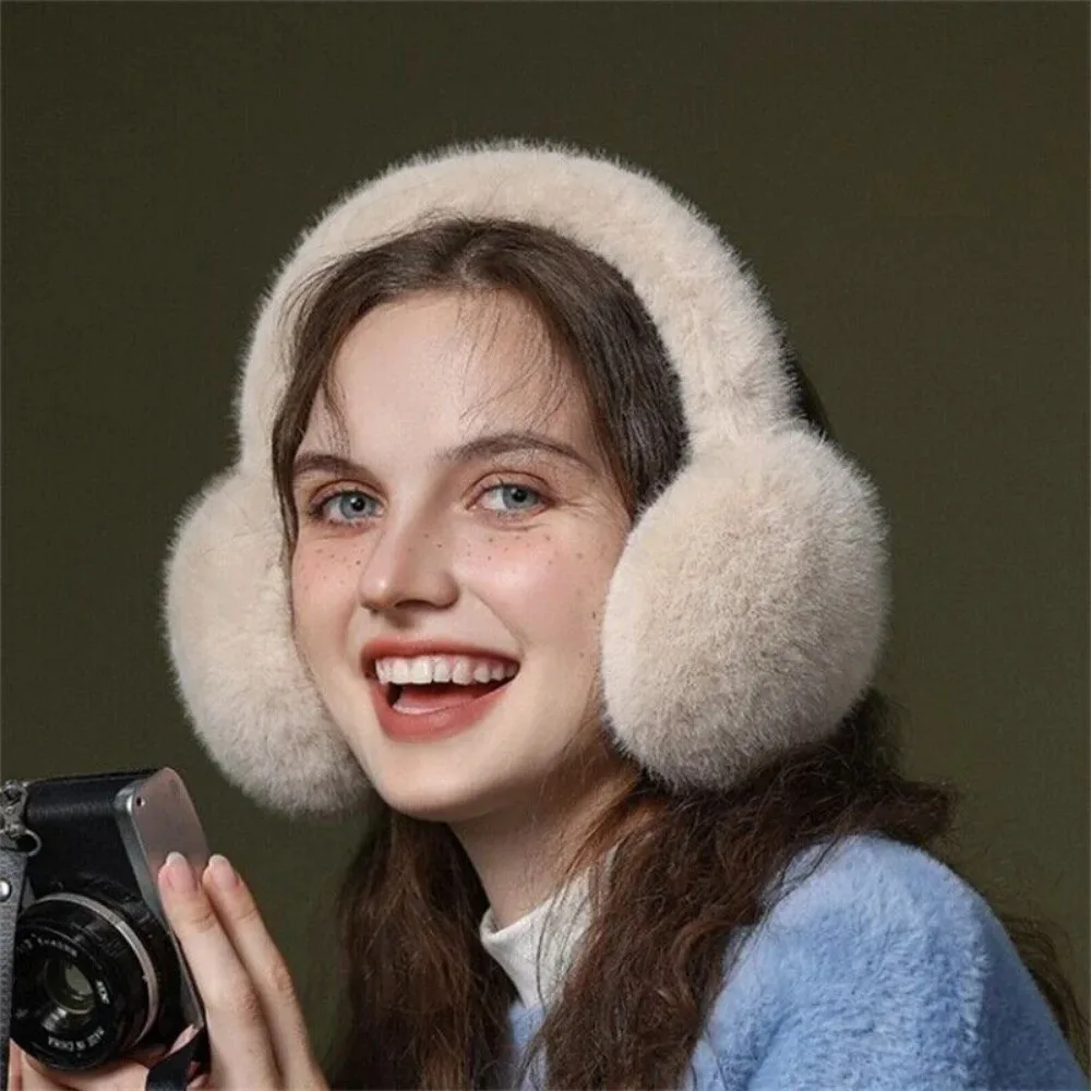 

Women's Earmuffs Unisex Winter Warm Fake Rabbit Fur Earmuffs Girls Cold and Antifreeze Plush Warm Retractable Earmuffs