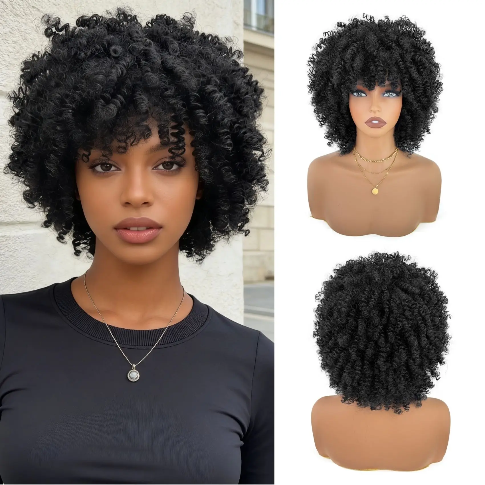 Women's African Curl Wig, African Wig, Heat-Resistant Fiber Wig, Suitable for Parties and Daily Wear 1