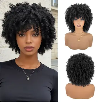 Women's African Curl Wig, African Wig, Heat-Resistant Fiber Wig, Suitable for Parties and Daily Wear 1