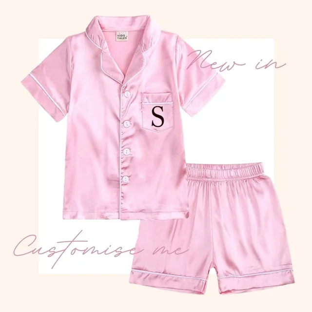 2022 Custom Silk Kids Pyjamas Girls Boys Solid Satin Pjs For Children Personalized Clothes Gift Lounge Sleepwear DIY Pajamas