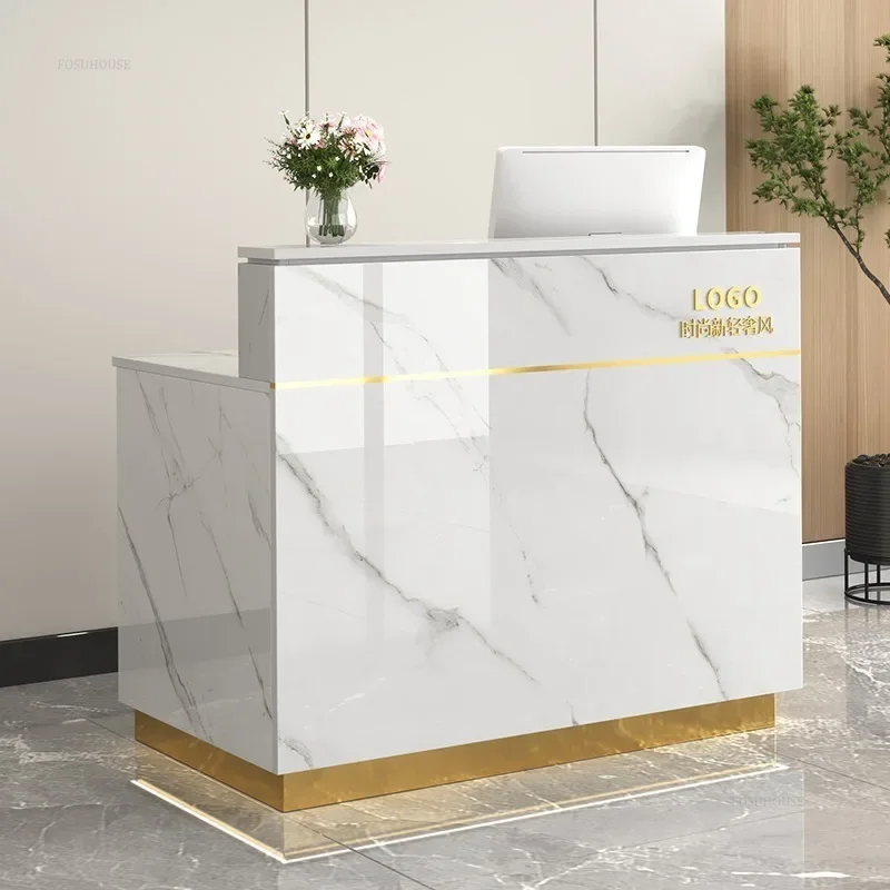 Luxury Modern Shop Reception Desk Beauty Clothing Barber Shop Reception Table Cashier Counter Office Furniture Front Desks u