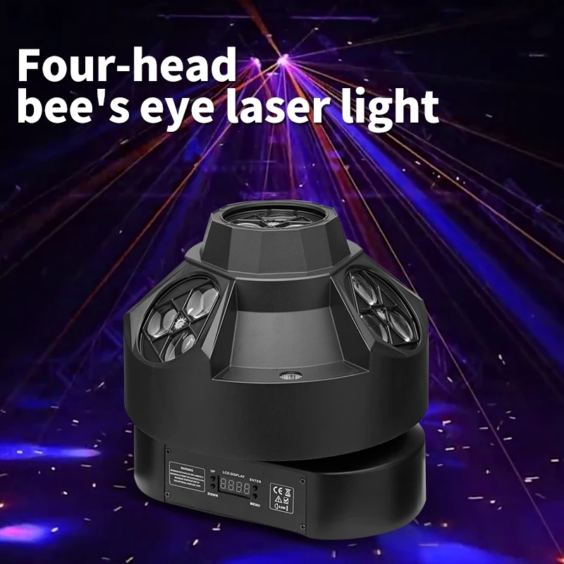 Four head bee eye laser light  LED voice controlled laser spot disco light  stage seven color rotating dj KTV  party bar light