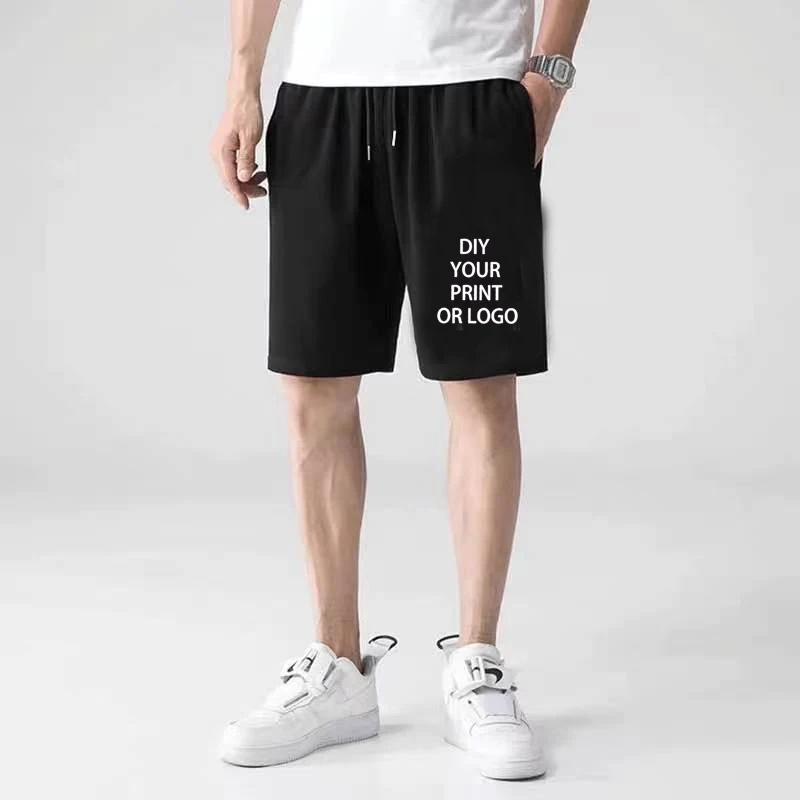 Solid Summer Fashion Casual Men's Sports Shorts Street Wear Fashion Men's Pants Polyester Drawstring Shorts Male