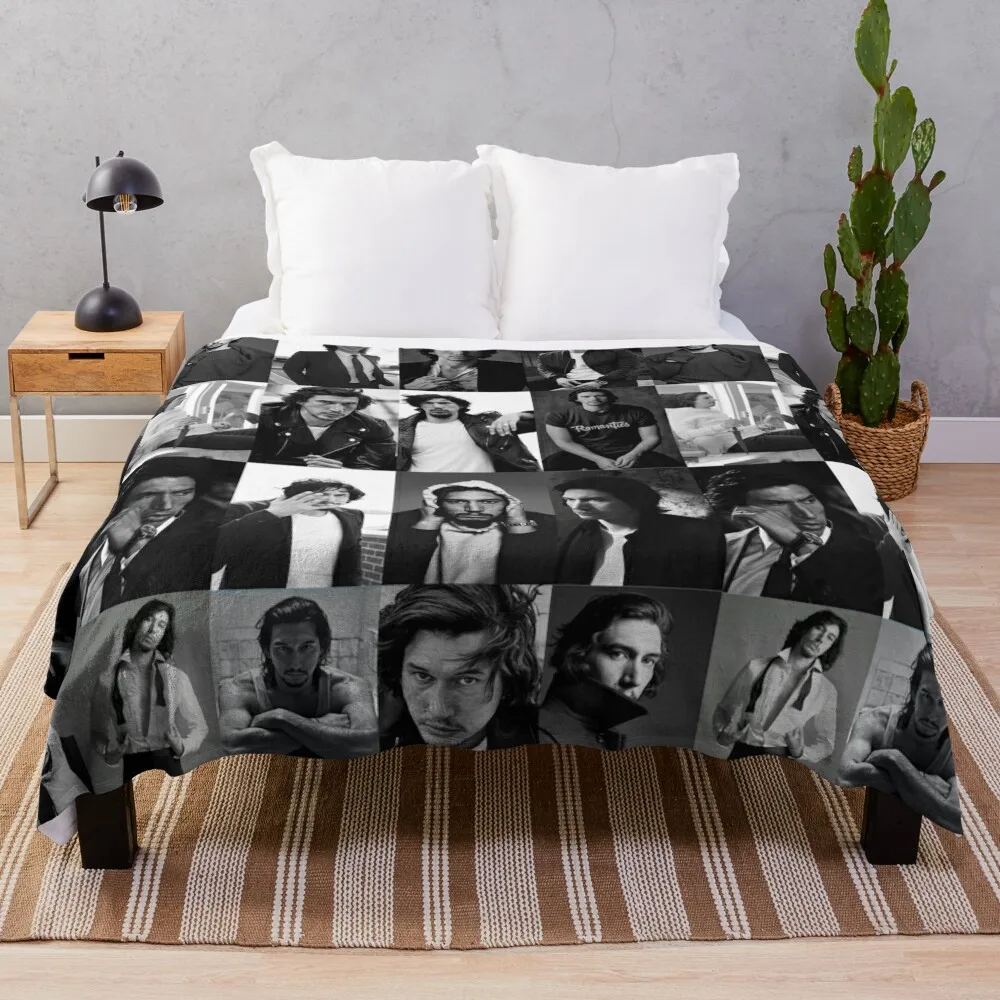 

Adam Driver Collage Throw Blanket fluffy Personalized Gift Large warm winter Tourist Blankets