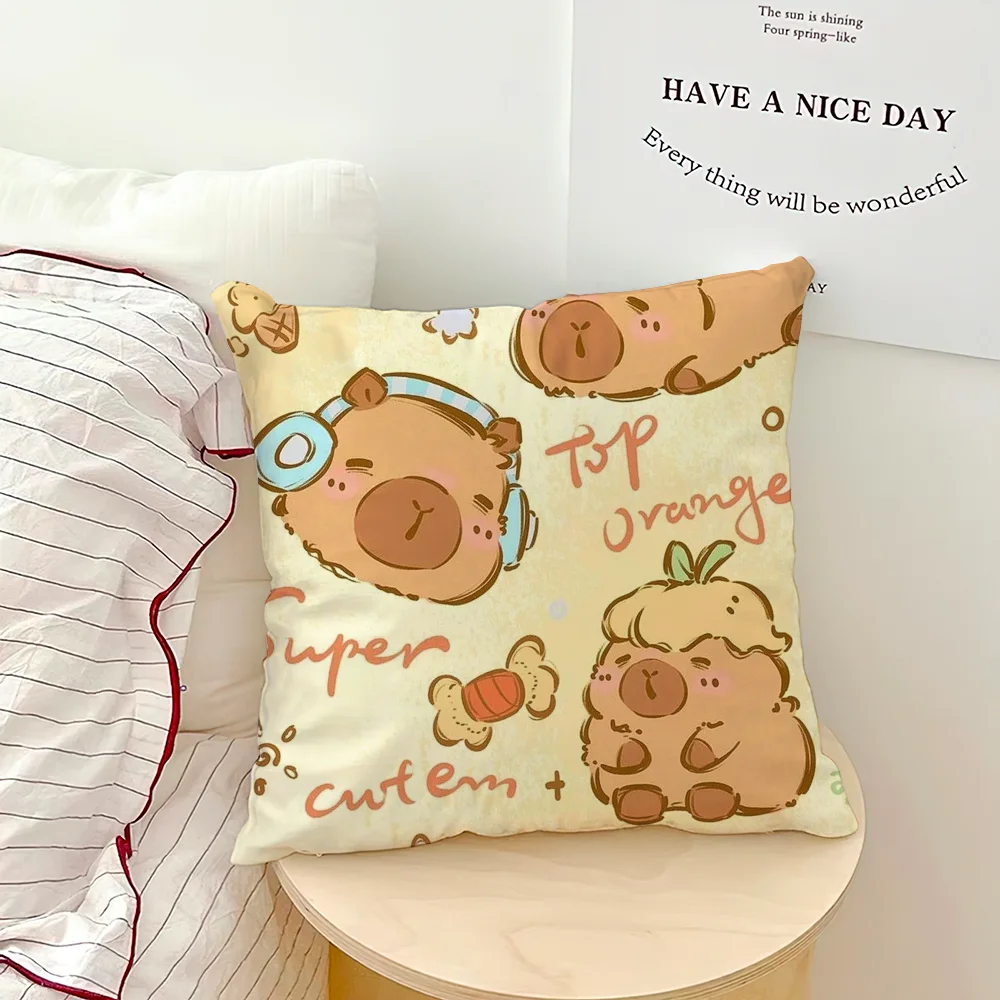 Capybara Cartoon Niedlicher Kissenbezug Sofa Wohnzimmer Schlafzimmer Kopfteil Rückenlehnenkissen Quadratisches Kissen Nickerchen Zeit