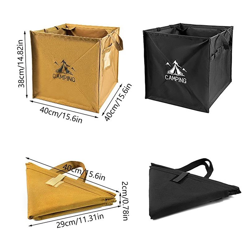 1pc Outdoor Camping Trash Can Lightweight Collapsible Oxford Cloth Storage Square Bin Self-drive Barbecue Portable Car Trash Bin