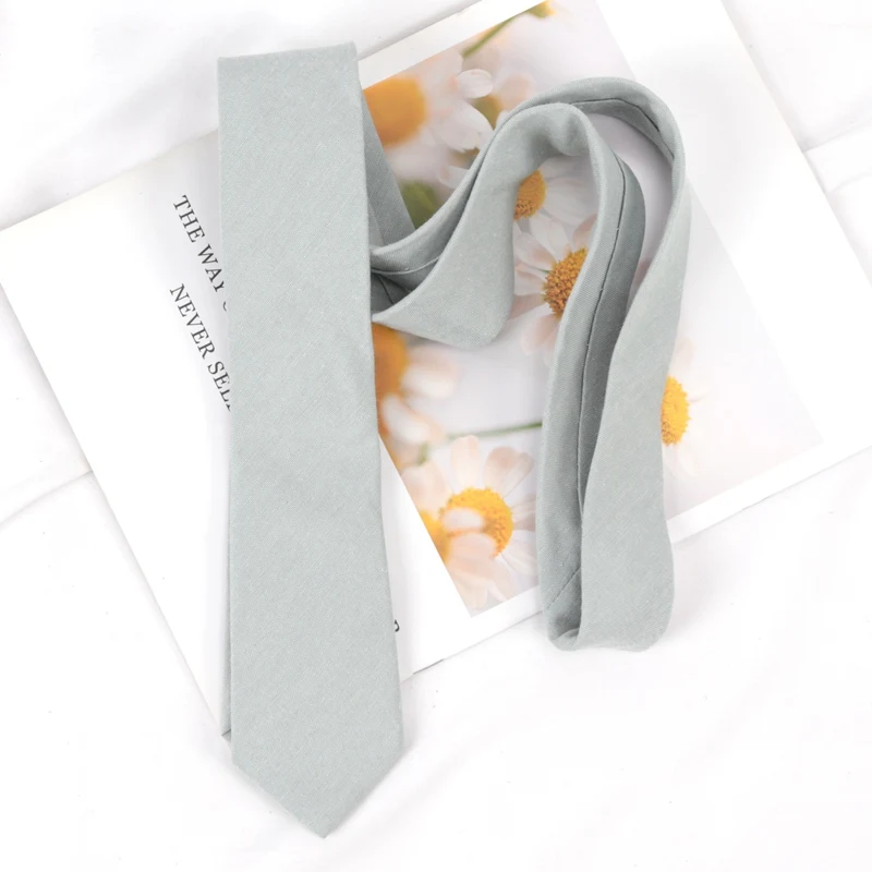 Herren-Krawatten, 6 cm, klassische Baumwolle, handgefertigt, schmal, grau, einfarbig, gestreift, schmaler Kragen, schmale lässige Krawatte, Accessoires, Geschenk