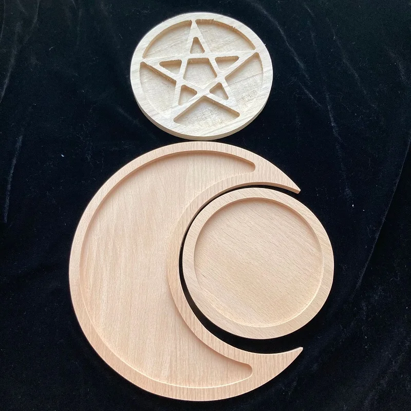 

Round Pentagram Wooden Wicca Altar Tile Divination Astrology Props ornament witchcraft supplies for altar Pentacle Board Games