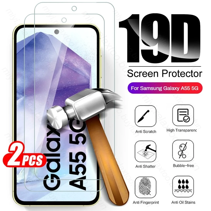 

100% оригинальное защитное стекло HD для Samsung A55 5G 9H, защита экрана из закаленного стекла для Galaxy A35 A25 A15 A05s A 55, 2 шт.