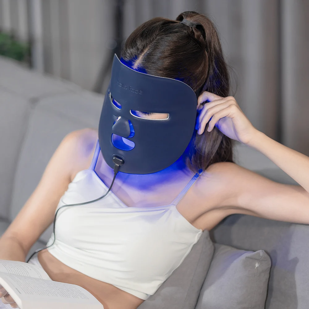 Hello Face Leather Washable Led Face Mask Wireless Red light therapy and Near Infrared light Mask for Fine Lines and Wrinkles