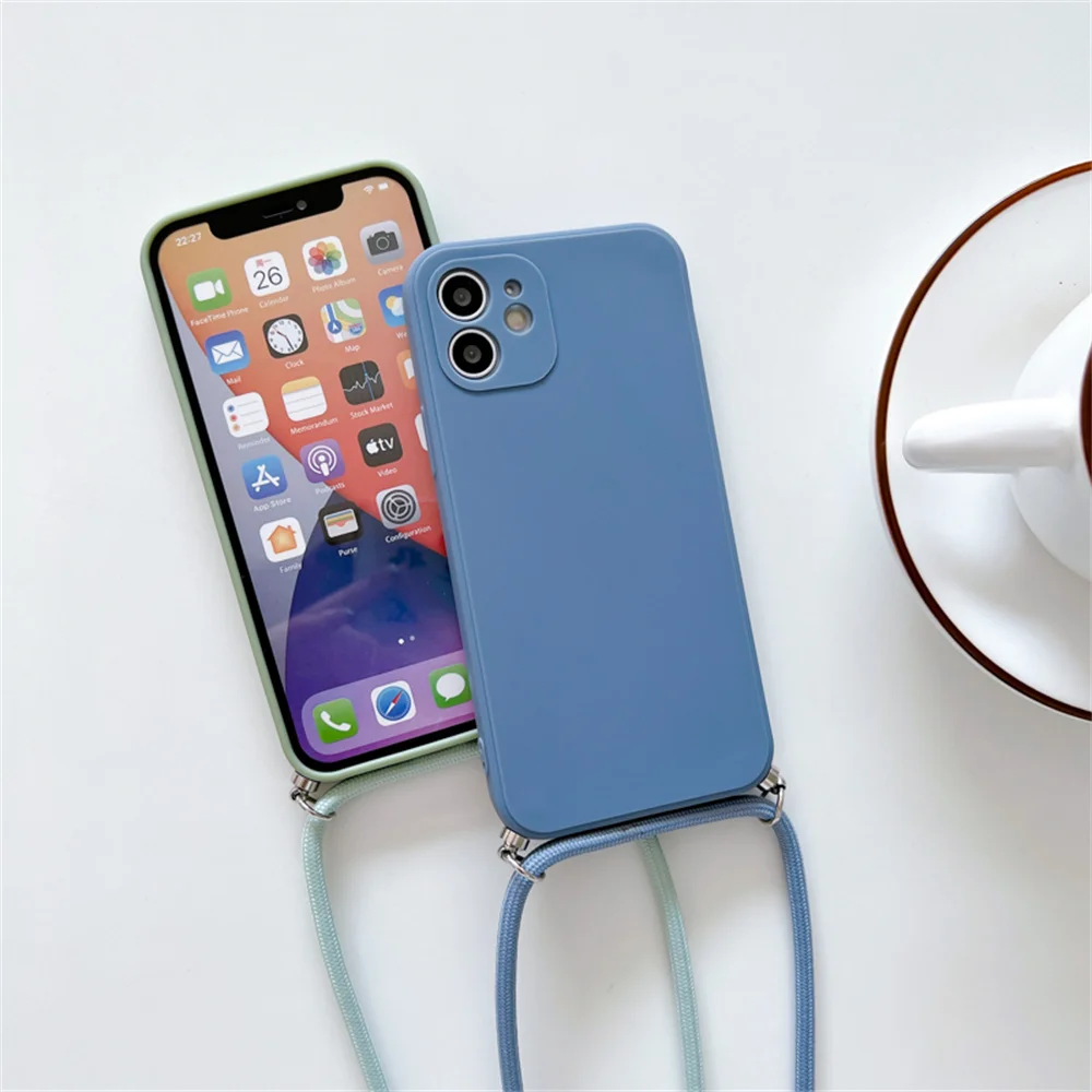 Crossbody Necklace Strap Lanyard Soft Silicone Phone Cases For iPhone 11 12 13 Pro Max XS X XR 7 8 6 6S Plus SE 2020 Case Cover best case for iphone 12 pro max