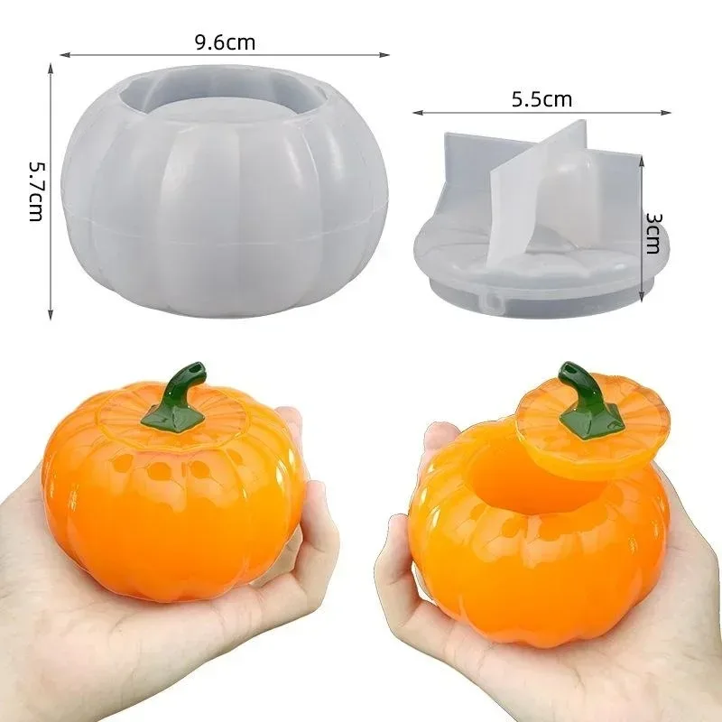 New Handmade Diy Creative Shape New Pumpkin Jar With Lid Silicone Mold Jewelry Storage Box Plaster Mold DIY Plaster Resin Crafts