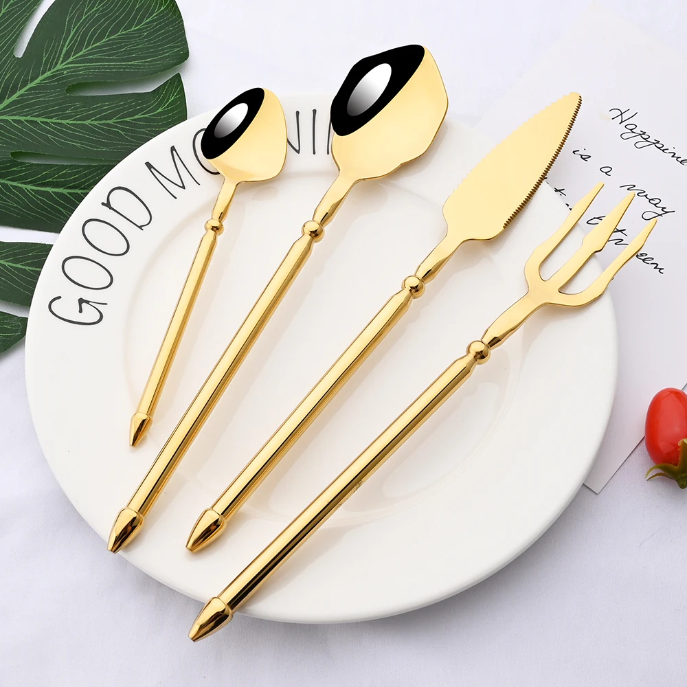 Luxury Gold 304 Posate Stoviglie Occidentali Set Di Posate Posate Coltello Da Bistecca Aquaman Trident Fork Cucchiaino Da Caffè Set Di Posate