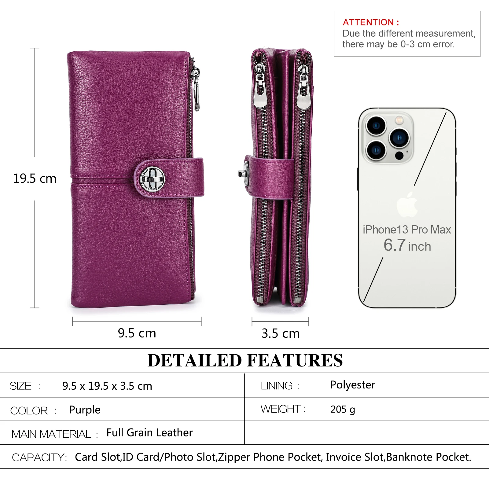 CONTACT'S Genuine Leather Long Wallets for Women Full Grain Leather AirTag Purse Card Holder Money Clip Coin Purse Clutch Wallet women wallet leather wallet coin purse wallet women coin purse women purse card wallet