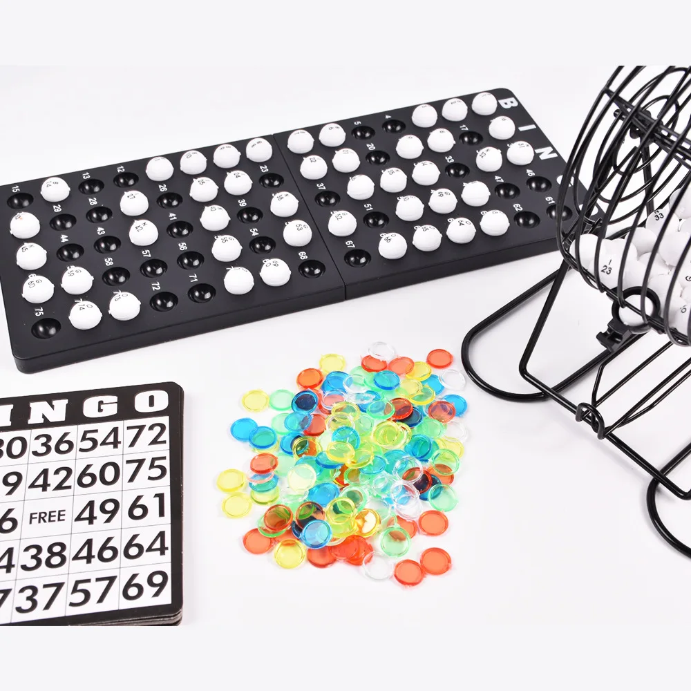 75 Ball Lottery Machine Bingo Set bingo game set Manual Lottery Machine Steel Bingo Game Cage Set Party Group Board Game Drinking