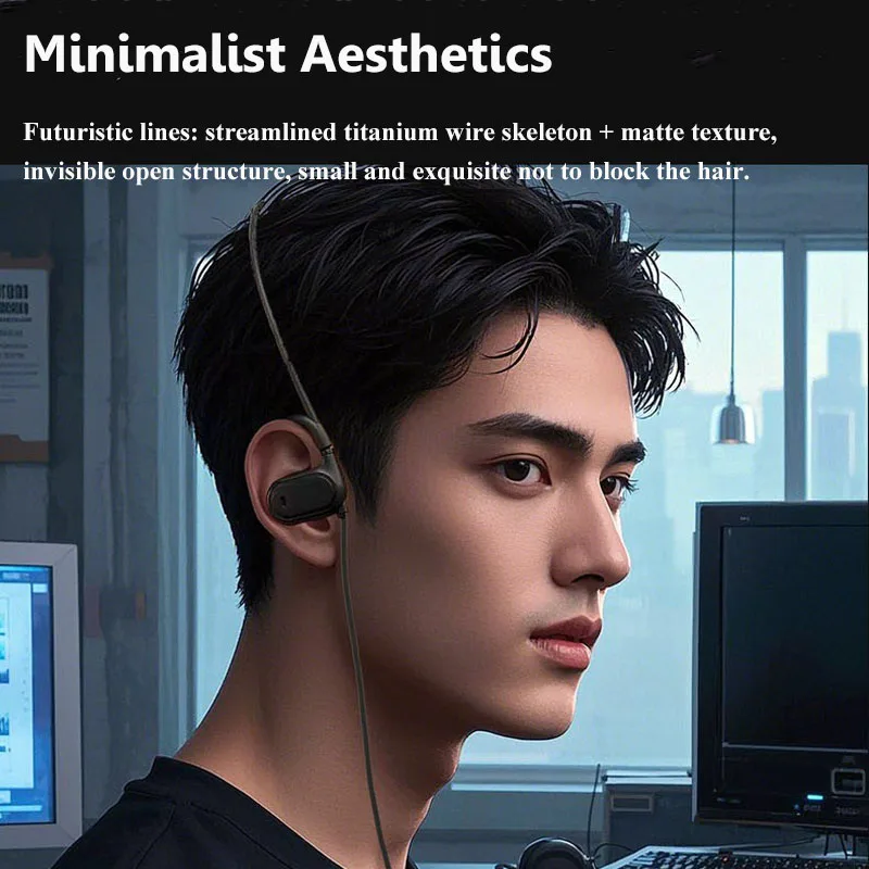 Wired Air Conduction Headphones 3.5mm Type-C USB Open Ear Stereo Music Headset with HD Microphone for Sports/Game Comfortable