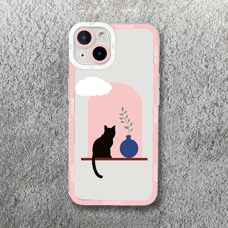 Adorable Black Cat Clear Phone Case - Soft Shell Cover