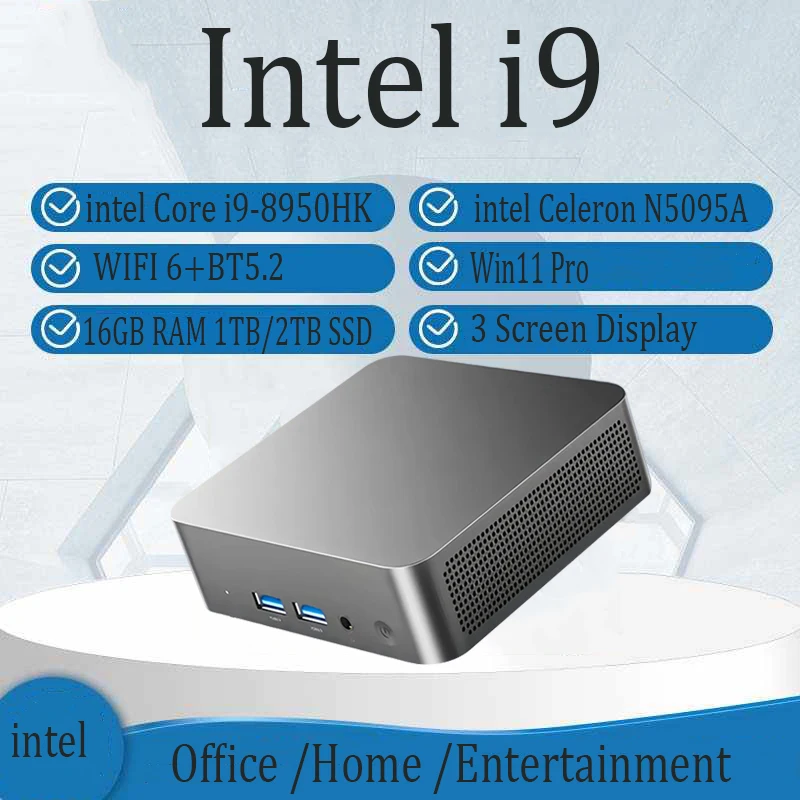 휴대용 미니 PC 인텔 코어 i9 8950HK 셀러론 N5095 Windows 11 데스크탑 PC 16GB DDR4 1TB 2TB SSD WiFi 6 미니 Pc 컴퓨터