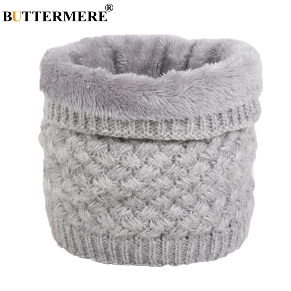 BUTTERMERE Neckerchief Winter Scarf For Women Men Children Thickened Wool Collar Scarves Unisex Male Female Knitted Ring Scarf