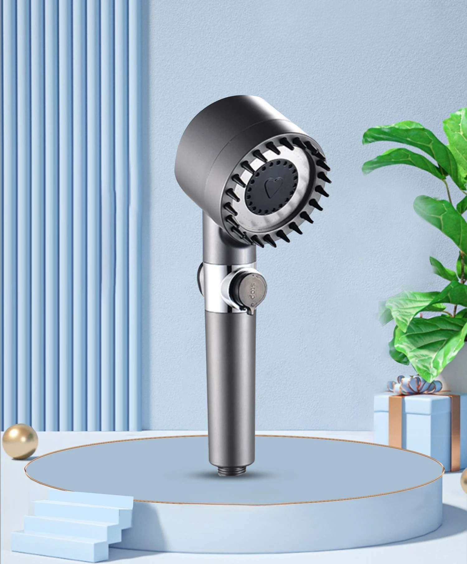 

New Black Shower Head Rainfall High Pressure 3 Modes Adjustable Boost Filter Holder with Hose for Bathroom Accessories Sets