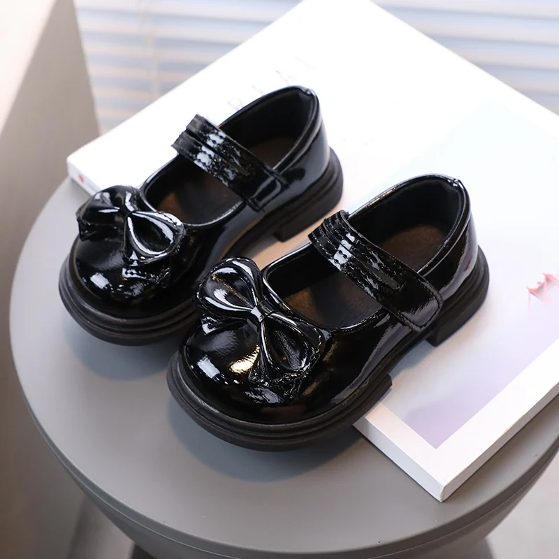 Retro British Style Butterfly Leather Shoes for Kids Girls Party School Casual Soft Soled Leather Shoes for Children Princess 5