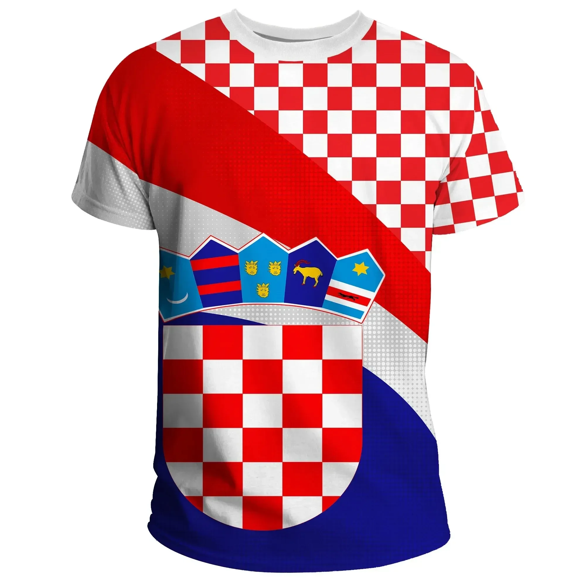 

Croatia National Flag Print T Shirt For Men Fashion 3D National Emblem Pattern Short Sleeve Tops Casual O-neck Oversized T-shirt