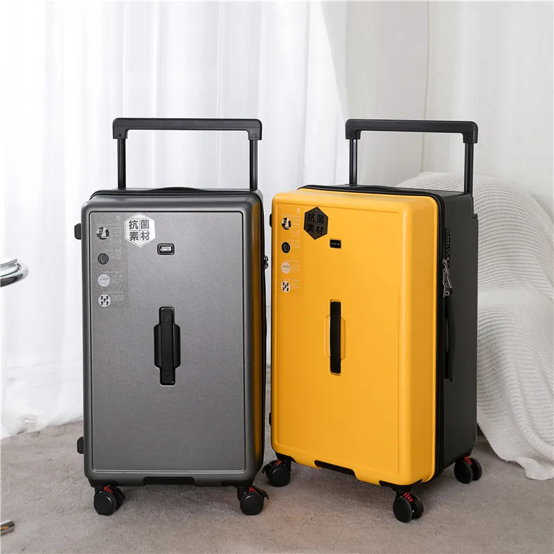 

Travel Suitcase Wide Pull Rod Oversize Capacity Trolley Case 5 Brake Mute Wheels Luggage Box Double Closed Mesh Protection Trunk