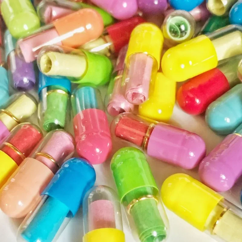Message Capsule 100pcs Message Capsules Love Letter Color Pill with Roll Paper Notes Wish Bottle DIY Pills Anniversary Party Valentine's Gift